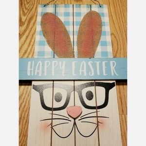 Happy Easter Wood Sign Rabbit CUTE